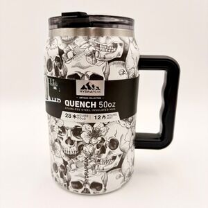 Hydrapeak Quench 50oz Stainless Steel Insulated Mug Skull Floral Artisan White
